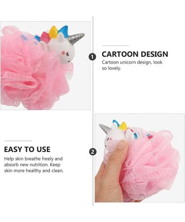 2pcs Unicorn Bath Mesh Shower Balls Pouf Loofahs for Kids - Exfoliating Bath Sponge Set in Pink and Blue - Buy Online on SooperMarket.com