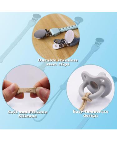 Pacifier Clip 4 Pack - Silicone Holder Clips for Boys and Girls - BPA Free Teething Toys - Perfect Baby Shower or Birthday Gift - Buy Online on SooperMarket.com