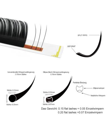 Flat Lashes 0.15 & 0.20 | C CC D DD Curl Eyelash Extensions | Matt Black 8-15mm Mix | 1-Pack BM-C-0.20-9mm - Buy Online on SooperMarket.com
