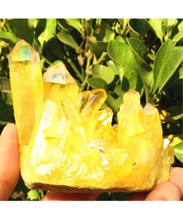 Yellow Aura Quartz Crystal Natural Quartz Cluster Specimen Rough Stones and Minerals Home Decor Home Collections - Buy Online on SooperMarket.com