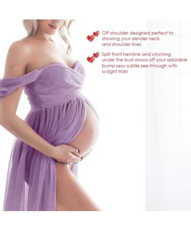 FEOYA Maxi Maternity Dress - Chiffon Lace Strapless Gown for Pregnant Women Photography, Full Length Purple - Buy Online on SooperMarket.com