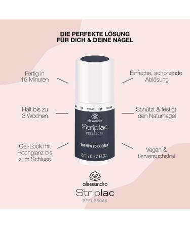 Alessandro Striplac UV Nail Polish - New York Gray | Gentle Long-Lasting Peel-Off | Vegan & Cruelty-Free | 8 ml - Buy Online on SooperMarket.com