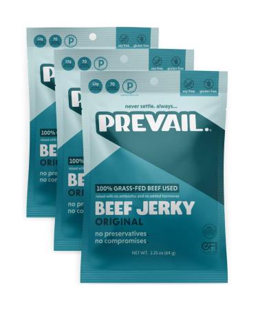 Prevail Grass Fed Beef Jerky Snack Packs | Keto, Paleo, Low Sodium | 12g Protein | Gluten-Free | 3 Pack - Buy Online on SooperMarket.com