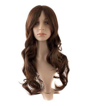 MapofBeauty Charming Synthetic Fiber Long Wavy Hair Wig Women's Party Full Wigs (Brown)