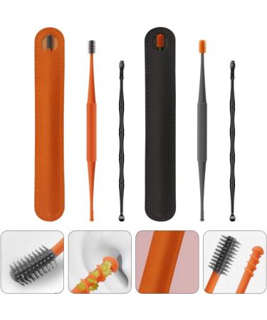 Professional Double-End Earwax Removal Tool Set - Spiral Remover with Storage Pick - Orange Dark Grey - 4 Sets - Buy Online on SooperMarket.com