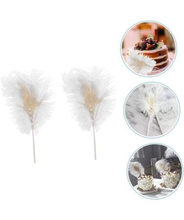 NAMOARLY 2 Pcs Insert Pearl Trim Pearl Decor Beige Decor Ostrich Trim Baking Diy Decor Dessert Inserting Decor Inserting Baking Topper Baking Toppers Insert Card Cake White White 12X5.5CM - Buy Online on SooperMarket.com