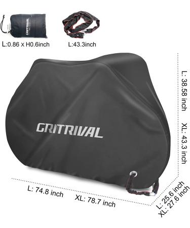 GRITRIVAL Waterproof Bike Cover with Bike Rack Chain Lock - Black (Large) | Outdoor Storage | 3 Colors | 2 Sizes - Buy Online on SooperMarket.com