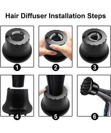 Universal Hair Diffuser Attachment for Curly Hair - Fits Hair Dryers D-1.4 to 2.6 inch - Adjustable & Adaptable - Ideal for Wavy, Thick, Natural Hair - Salon Quality (Black) - Buy Online on SooperMarket.com