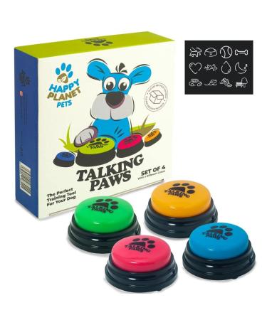 Talking Paws - Recordable Training Buttons for Dogs Puppy & Pets. Free Stickers. Train Your Dog Easily To Press Buzzers And Voice What They Want To Do. The Perfect Present For Your Pet.