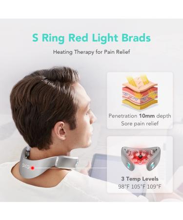 SKG Cordless Neck Massager with Heat & Vibration | G7 PRO Portable Electric Cervical Massager | Pain Relief for Women & Men - Silver Grey - Buy Online on SooperMarket.com