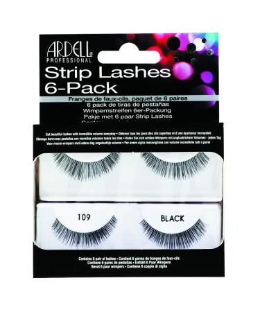 Ardell False Eyelashes Strip Lashes Natural 109 Black  (6 pairs per pack) x 1 pack 6 Pairs (Pack of 1) Natural 109 Black