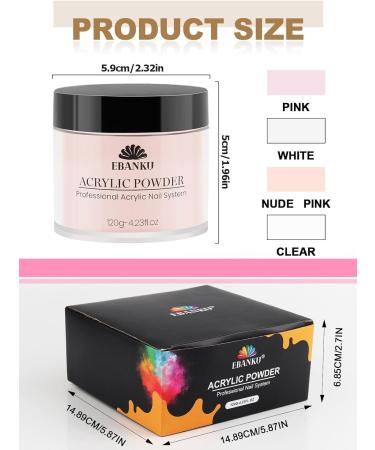 480g Acrylic Powder Set of 4 EBANKU Acrylic Powder Large Capacity Professional Acrylic Nail Powder for Nail Acrylic Extension Nail Carving Long-Lasting No Nail Lamp Needed - Buy Online on SooperMarket.com