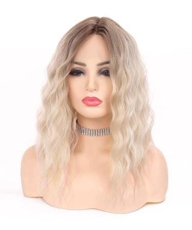 VEDAR Platinum Blonde Short Curly Ombre Wig - 12 Inch Synthetic Hair for Women #031-12 - Buy Online on SooperMarket.com