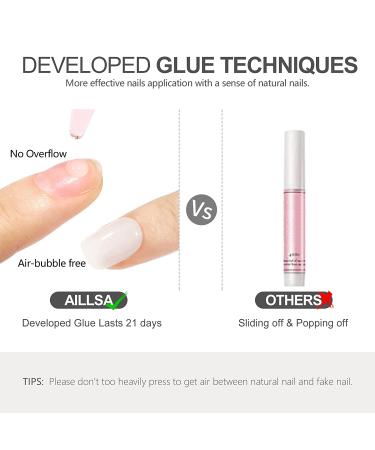 AILLSA Press On Nails Short - Glue On Fake Nails 37-Piece Set - Jade White - Buy Online on SooperMarket.com