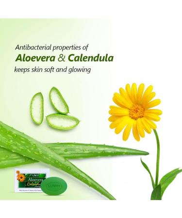 (Pack of 3) Bakson Sunny Herbals Aloevera + Calendula Bathing Bar (75gm Each) - Healing and Soothing Skin Care by Venus.Exports - Buy Online on SooperMarket.com