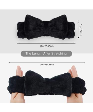 SINLAND Bow Hair Bands Spa Headband for Women Black 3Pack - Ideal for Washing Face and Makeup - Comfortable and Stylish - Buy Online on SooperMarket.com