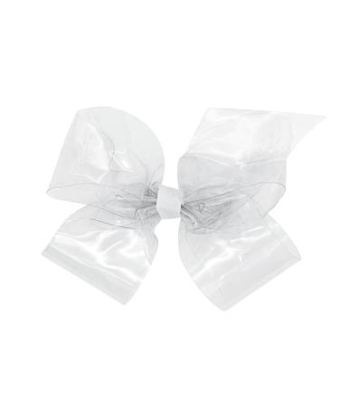 Wee Ones Girls' WeeSplash Vibrant Colored Vinyl Swim Hair Bow on a WeeStay Clip  Medium  Clear Medium Clear