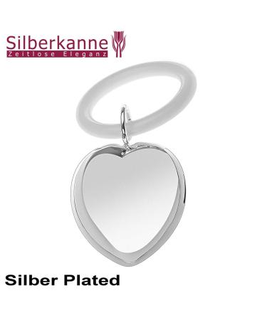 Premium Silver Plated Children's Rattle Jug with Teething Ring - Perfect Gift with Chic Packaging | 7cm Heart Design - Buy Online on SooperMarket.com