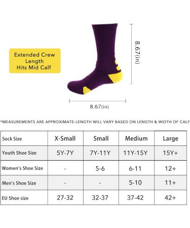 OLCHEE Boys Athletic Crew Socks 8-Pack | Basketball Soccer Hiking Ski | Thick Calf High | Medium Size - Buy Online on SooperMarket.com