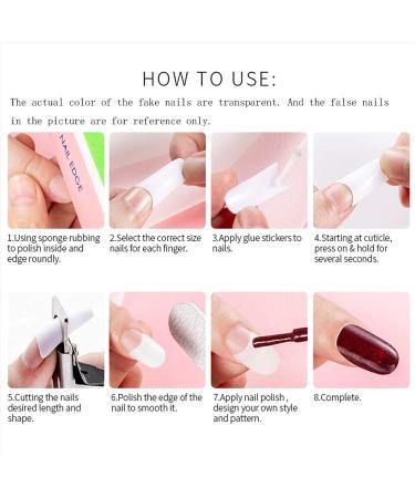 500pcs Natural French Acrylic Fake Nails Art Tips - Transparent False Nails with Box for Women & Girls - Buy Online on SooperMarket.com