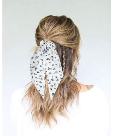 Funlovin Black White Scarf Scrunchie Hair Ribbon Ties Set - Elegant Ponytail Scrunchies with Tails for Women (6pcs) - Buy Online on SooperMarket.com