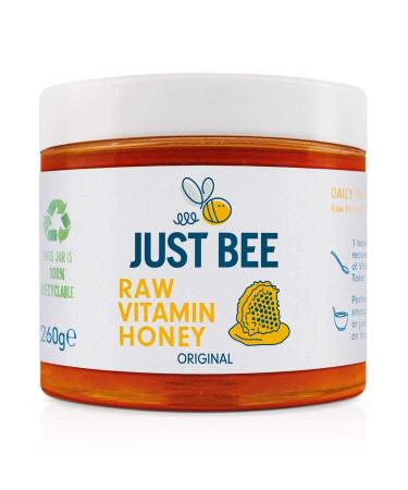 Just Bee Raw Vitamin Honey raw natural honey with vitamins floral and meadow honey with Vitamin C B6 B12 Echinacea (260g jar) 260 g (Pack of 1)