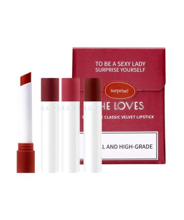 Matte Lipstick Set Cigarette Lipstick Sets for Women 4 Colors Red Moisturizer Smooth Dark Red Lipstick Pack Long Lasting Waterproof Lipstick Matte Red Lipstick Long Lasting Women Make Up Velvet Cosmetic Lipsticks (lip stick)