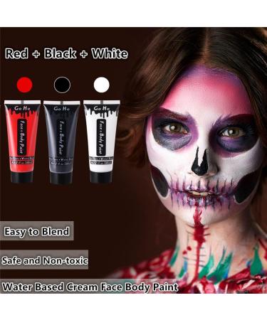 Go Ho Clown White Black Red Face Body Paint (6 oz) - Non-Toxic Water-Based Makeup for Halloween, Cosplay & Dress Up - Buy Online on SooperMarket.com