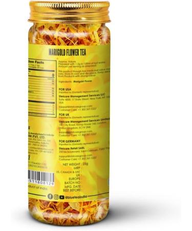 BLUE TEA - Marigold Tea - 50 Gram (Pack of 2) | Pure Marigold Flower Petals || FLOWER TEA || Upholds Vegan and Ketogenic Diets No Caffeine | Eco-Sustainable packaging - Buy Online on SooperMarket.com