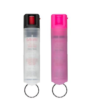 SABRE Protector 22-Gram Dog Spray with Key Ring 14 Second Total Spray Time 3.5-Meter Range Humane Dog Attack Deterrent Maximum Strength Allowed by Health Canada Black Pink