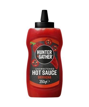 Hunter & Gather Unsweetened Hot Sauce | 350g Hot Sriracha Sauce Keto Paleo Low Carb & Vegan Friendly | Free from Added Sugar & Sweeteners Hot Sriracha Sauce 350 g (Pack of 1)