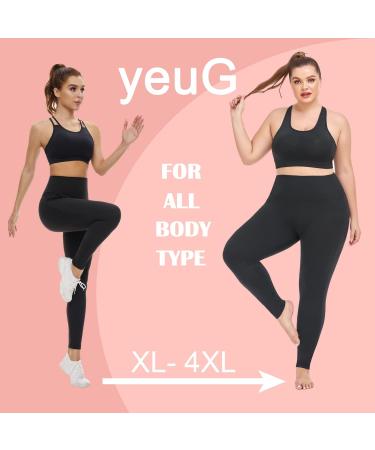 yeuG Women's Plus Size High Waist Tummy Control Leggings with Pocket - 2 Pack, XX-Large - Buy Online on SooperMarket.com