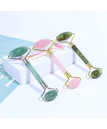 Multi-Material Jade Roller Double Head Face Massager - Crystal Facial Rolling Stick | Shipping Worldwide - Buy Online on SooperMarket.com