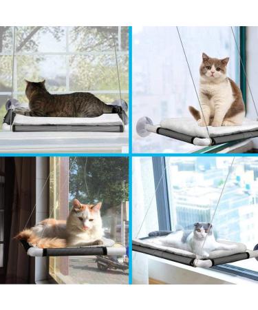 ZALALOVA Cat Window Perch Hammock Seat w/Free Blanket | Extra Large Sturdy Bed for Two Cats | Latest Screw Suction Cups | Indoor Resting Seat (White) - Buy Online on SooperMarket.com