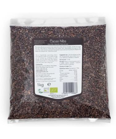 Superfoodies Raw Organic Cocoa/Cacao Nibs 1KG - Criollo Beans from Peru, Non-GMO - Pack of 1 - Buy Online on SooperMarket.com