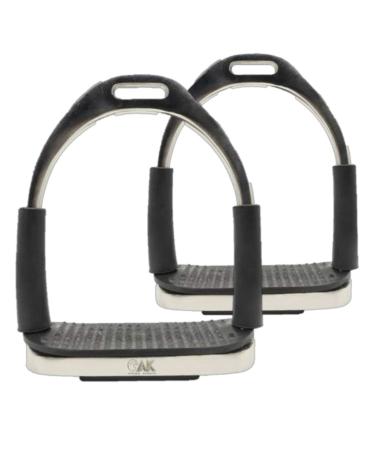 AK Folding Flexi Movable Stainless Steel Horse Riding Equestrian Stirrups with Black Tread (4.75'' Silver) 4.75'' Silver