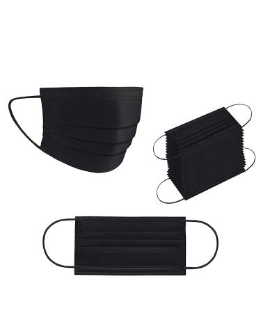 100PCS Black Disposable Face Masks with 3 Layer Protection and Adjustable Ear Loops - Buy Online on SooperMarket.com