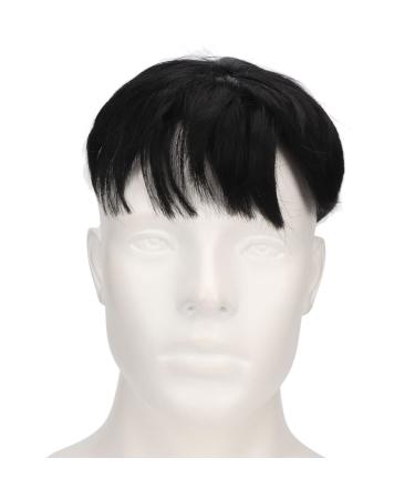 Men Short Black Wig Handsome Male Short Hair Topper Men's Fluffy Toupee Synthetic Halloween Costume Toupee for Men Daily Party Use Not Easy to Fall Off