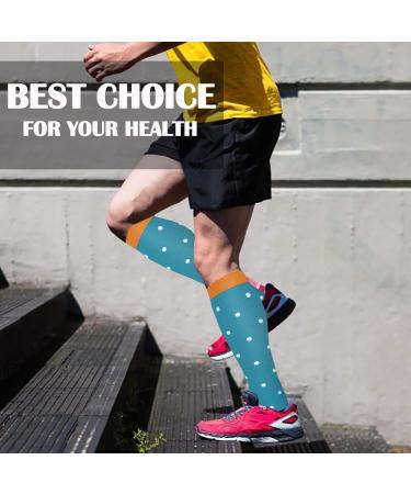 Actinput 4 Pairs Compression Stockings for Men & Women - Colorful Support Socks for Sports Travel & Work - Blue S-M - Buy Online on SooperMarket.com