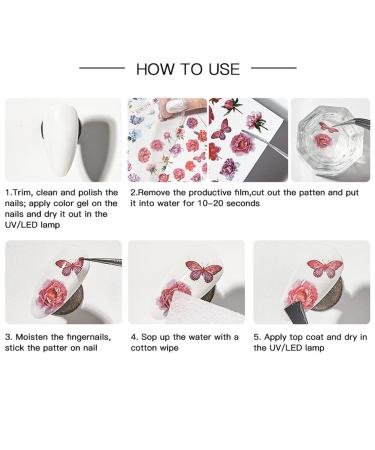 12pcs Flower Nail Art Stickers - Water Decals for Nails - Spring Rose Floral Leaf Designs - Summer Manicure Decoration - Nail Art Supplies - Buy Online on SooperMarket.com