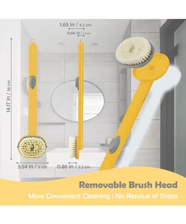 Long Handle Bath Body Brush - PUSCOBSY Yellow Back Scrubber for Shower - Exfoliating & Cleansing Shower Brush - 14 inch - Buy Online on SooperMarket.com