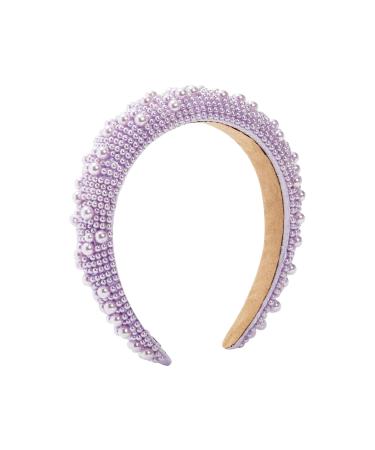 Padded Pearl Headbands 2 Pack - Lavender & Off White Crystal Headbands for Women - Buy Online on SooperMarket.com