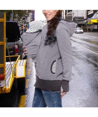 SouiWuzi Baby Carrier Hoodie Maternity Kangaroo Jacket Coat Sweatshirt - Gray - Buy Online on SooperMarket.com