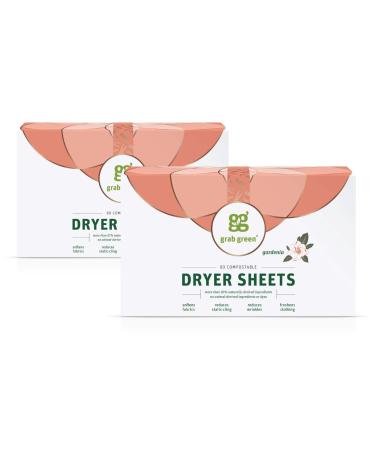 Grab Green Dryer Sheets 160 Sheets Gardenia Scent Plant and Mineral Based Compostable Softens Fabrics Reduces Static Cling and Wrinkles