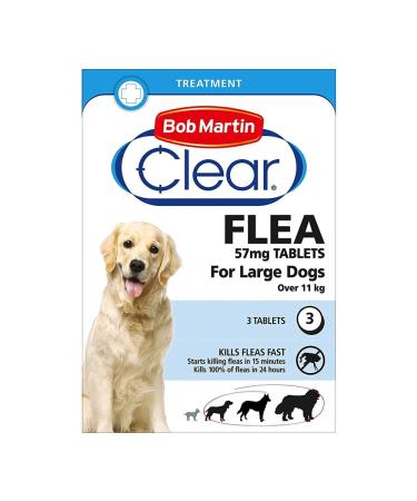 Bob Martin Clear | Flea Tablets for Large Dogs (11Kg+) | Effective Treatment Kills 100% of Fleas within 24 Hours (6 Packs of 3 Tablets)