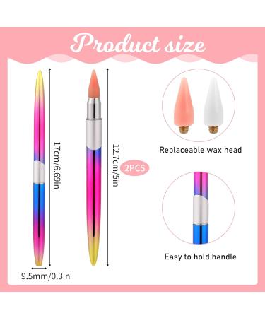 2-Piece Rhinestone Picker Set with Interchangeable Wax Tip - Nail Art Applicator Tool for Perfect Manicures - Buy Online on SooperMarket.com