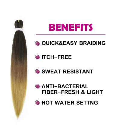 26 Pre-Stretched Braiding Hair 8 Packs | Hot Water Set | Yaki Texture | Itch-Free Synthetic Fiber | Crochet Twist Extensions - 1B/30/27 - Buy Online on SooperMarket.com