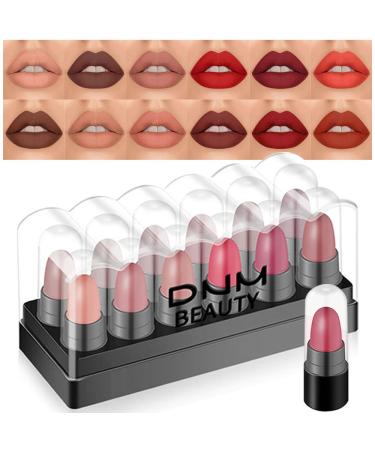 evpct 12Pcs Capsule Pills Lipstick Mini Matte Lipstick Sets for Women Teens labiales mate 24 horas originales Dark Brown Red Nude Small Candy Lipstick Samples Mini Set Lip Stick Pack Matte Makeup Kit 12 Count (Pack of 1)...
