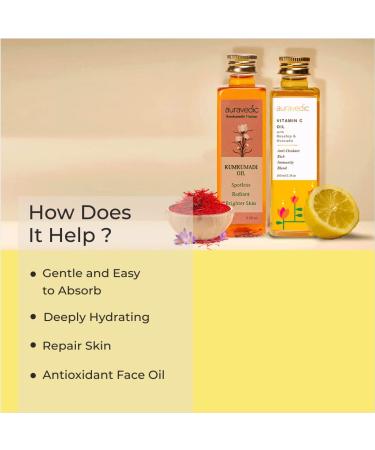 Kumkumadi Saffron & Vitamin C Oil - Hydrating Moisturizer | Reduce Fine Lines & Nourish Dry Skin | Natural Facial Massage Oil | 2 Pack (3.38 Fl Oz/100ml - Buy Online on SooperMarket.com