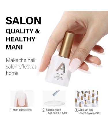 AILLSA Milky White Gel Nail Polish - 15ml Nude Milky Soak Off UV Gel Polish | Quick Dry Transparent Jelly Gel Nail Polish for Long Lasting Manicure DIY at Home - Buy Online on SooperMarket.com